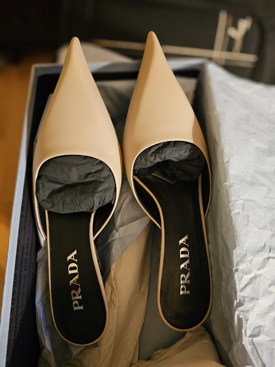 Prada Shoes - NIB-Prada Pointed Leather Slip-On Mules